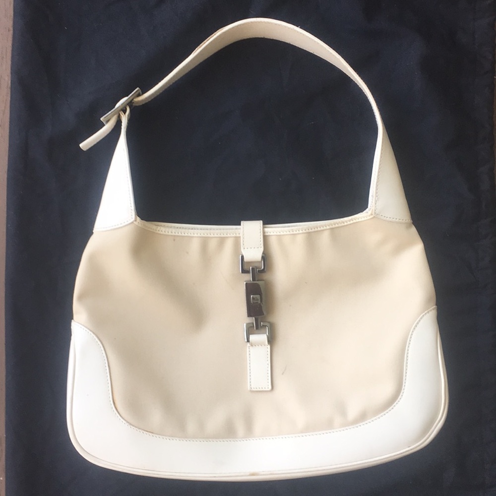 Vintage Gucci Cream & White Leather “Jackie” Hobo!